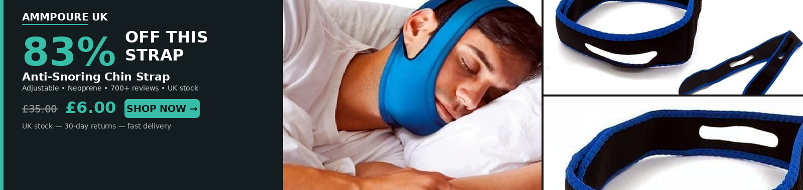 Save 83% on the Anti-Snoring Chin Strap